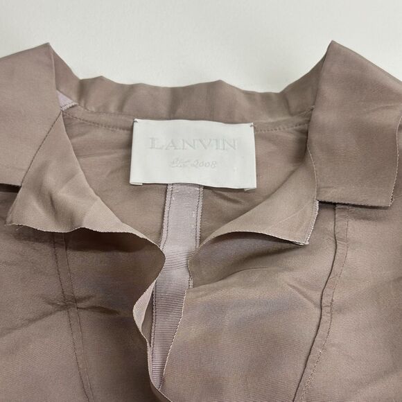 lanvin paris raw hem light pink 100% silk blazer coat size 36 - Picture 3 of 16